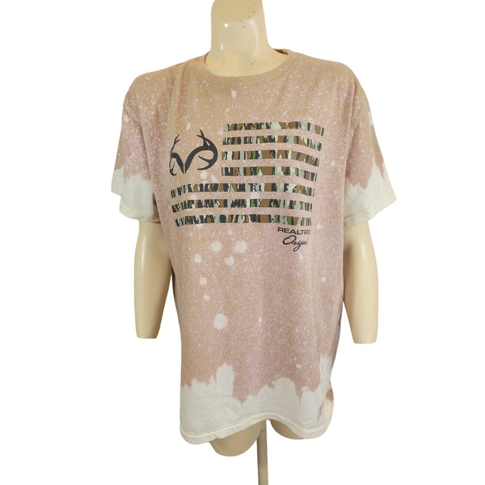 Realtree T-Shirt custom tie-dye Hunting Graphic Print‎ Short Sleeve Sz Large